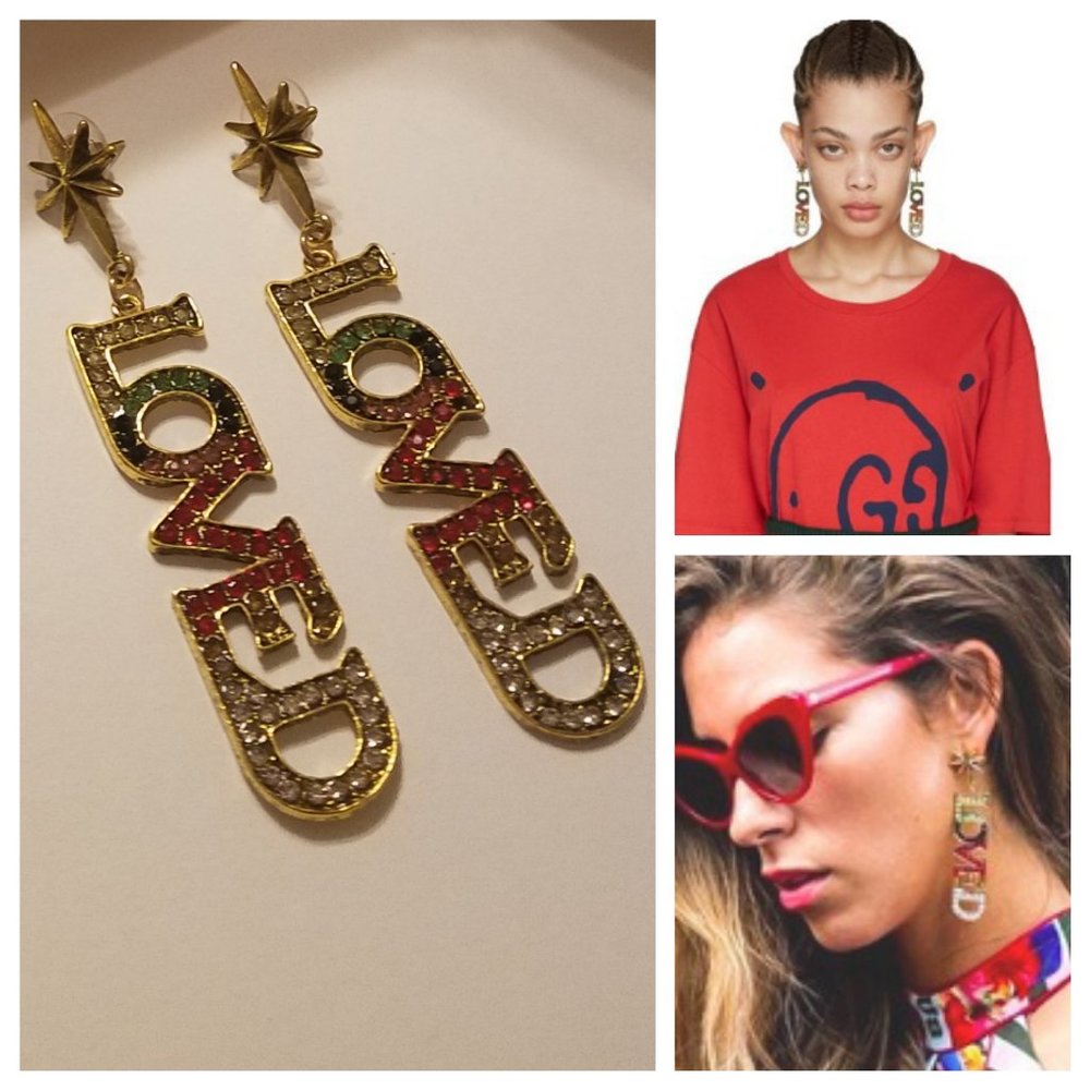 LG4L New LOVED Dangle Rhinestone Runway Earrings